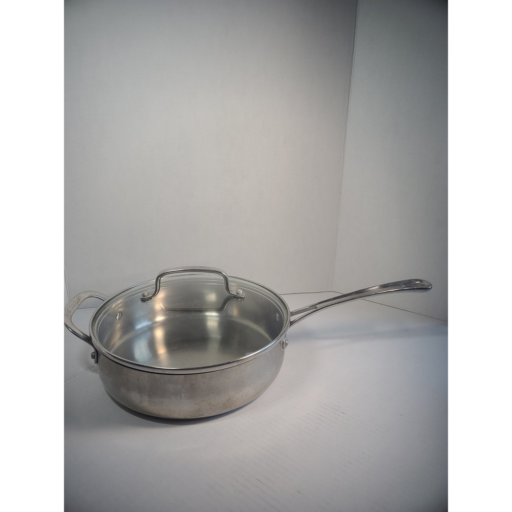 Cuisinart Stainless Steel 3 Qt Saute Pan with Glass Lid Helper Handle Culinary